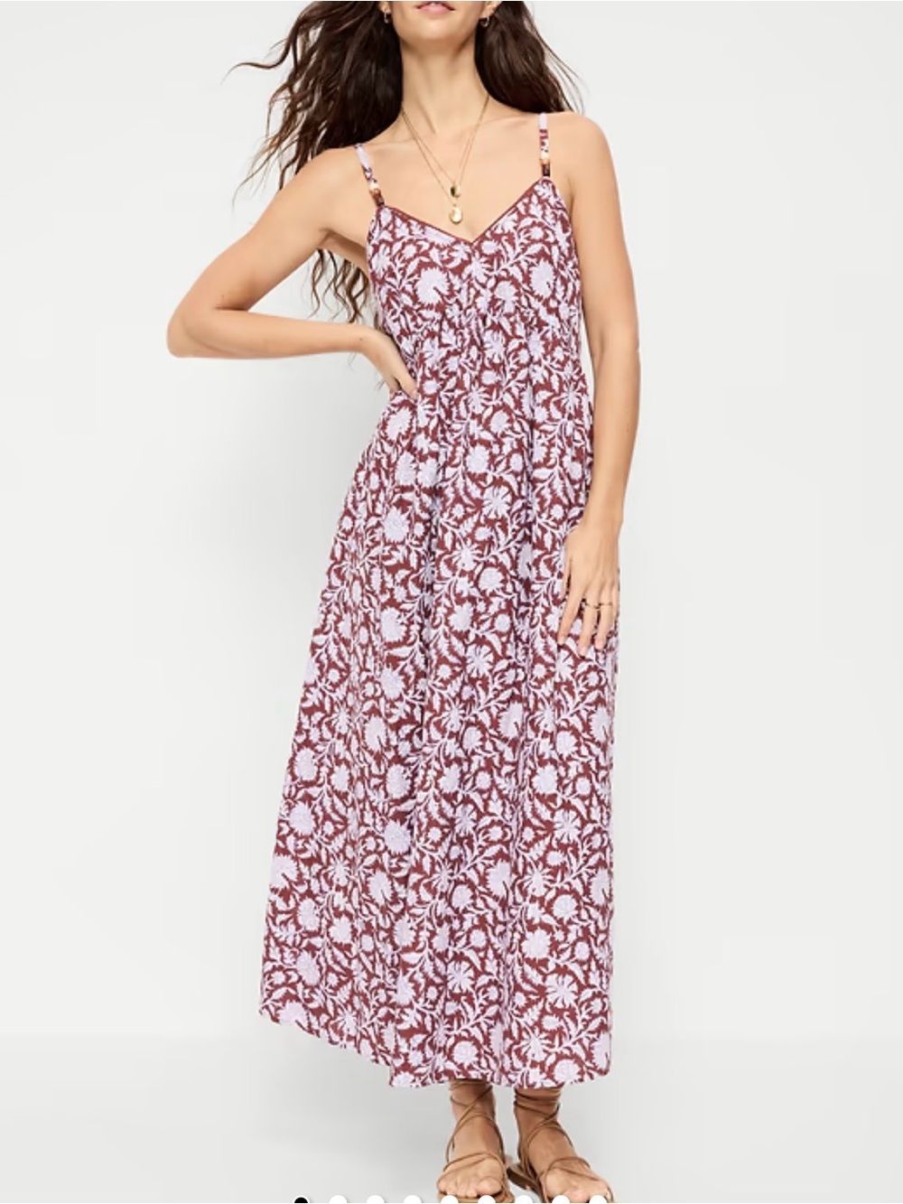 Old Navy Mauve Floral Spaghetti-Strap Maxi Dress